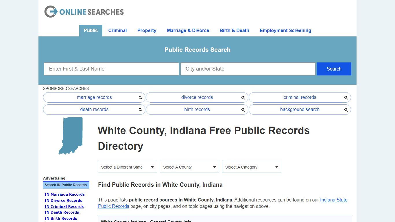 White County, Indiana Public Records Directory